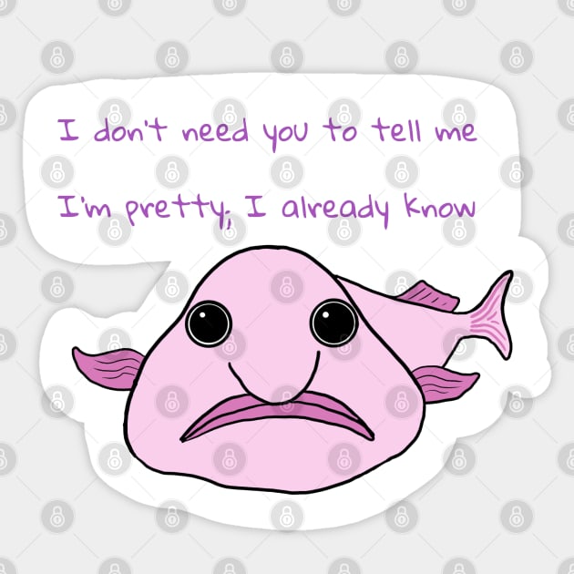 Confident Blobfish Sticker by Underbite Boutique